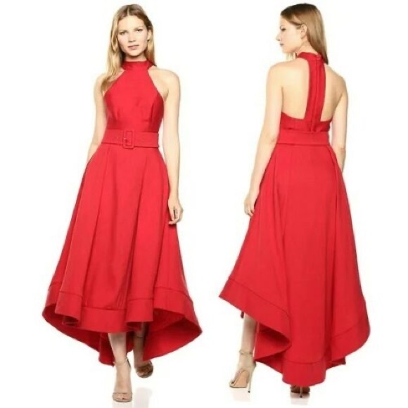C/Meo Collective Confirmative Dress Gown Red Maxi High Low - Picture 2 of 9